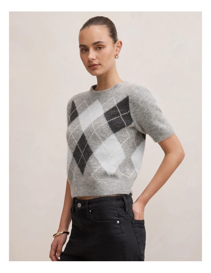 Andy Argyle Fluffy Knitted T-shirt in Grey image 3