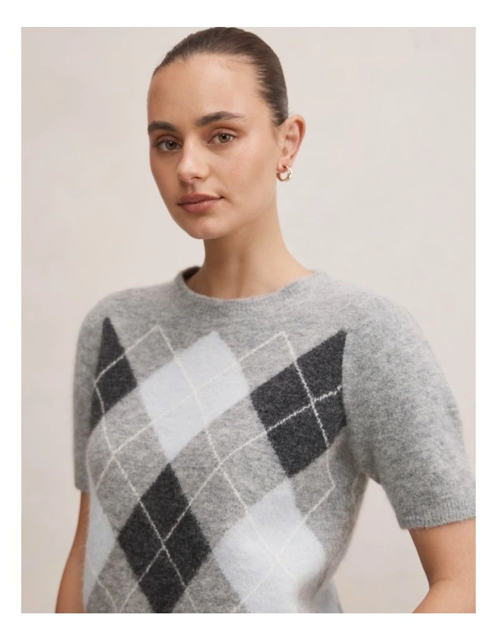Andy Argyle Fluffy Knitted T-shirt in Grey image 4