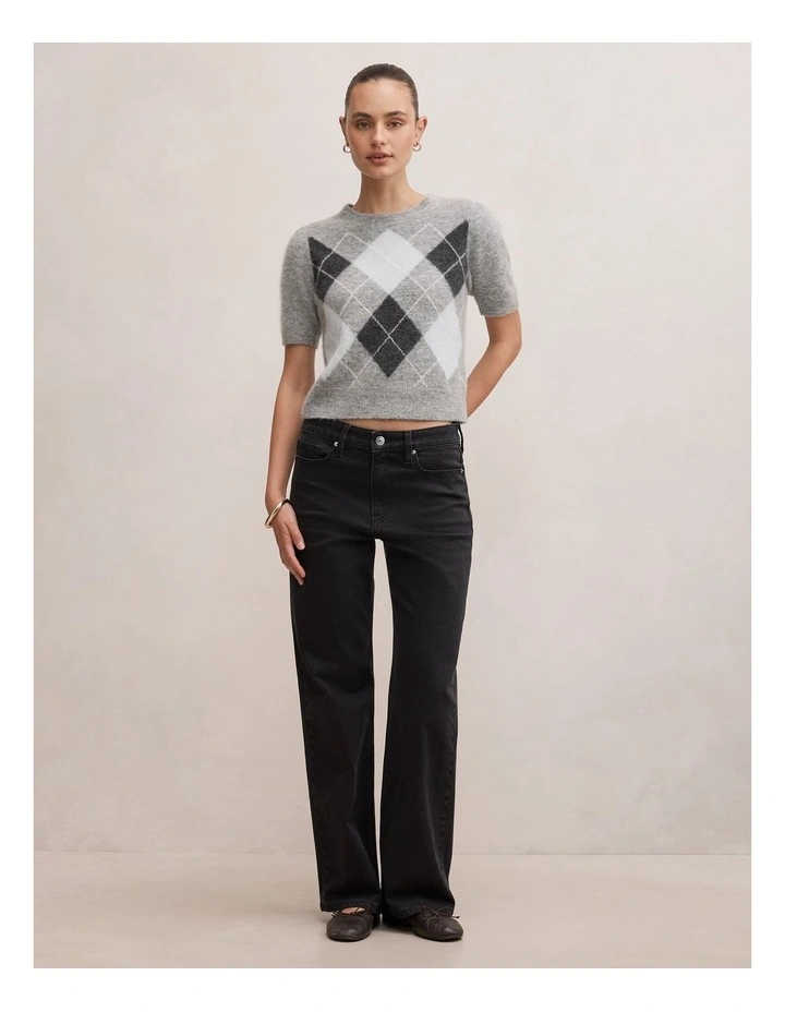 Andy Argyle Fluffy Knitted T-shirt in Grey image 5