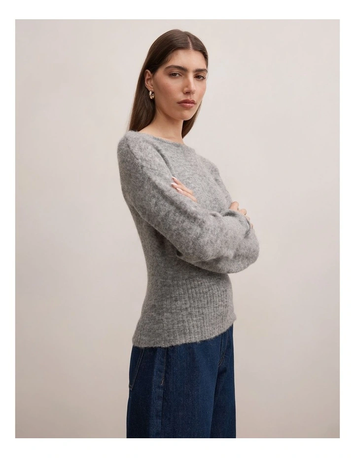 Matilda Ballet Neck Sweater in Grey image 3