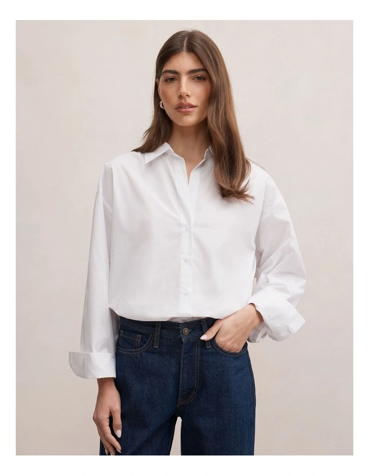 Ivie Oversized Shirt in White image 1