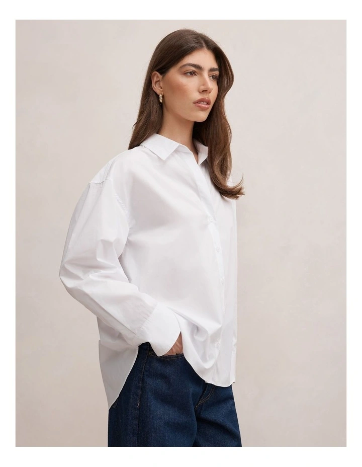 Ivie Oversized Shirt in White image 3