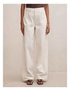Gia High Rise Wide Leg Jeans in White