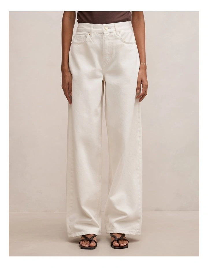 Gia High Rise Wide Leg Jeans in White image 1