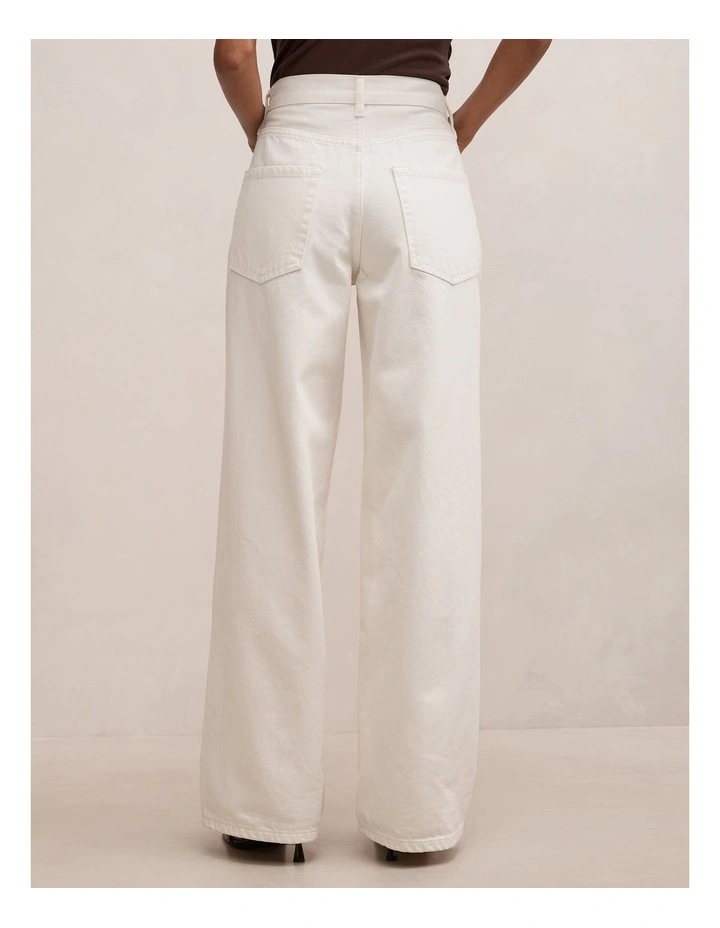 Gia High Rise Wide Leg Jeans in White image 2
