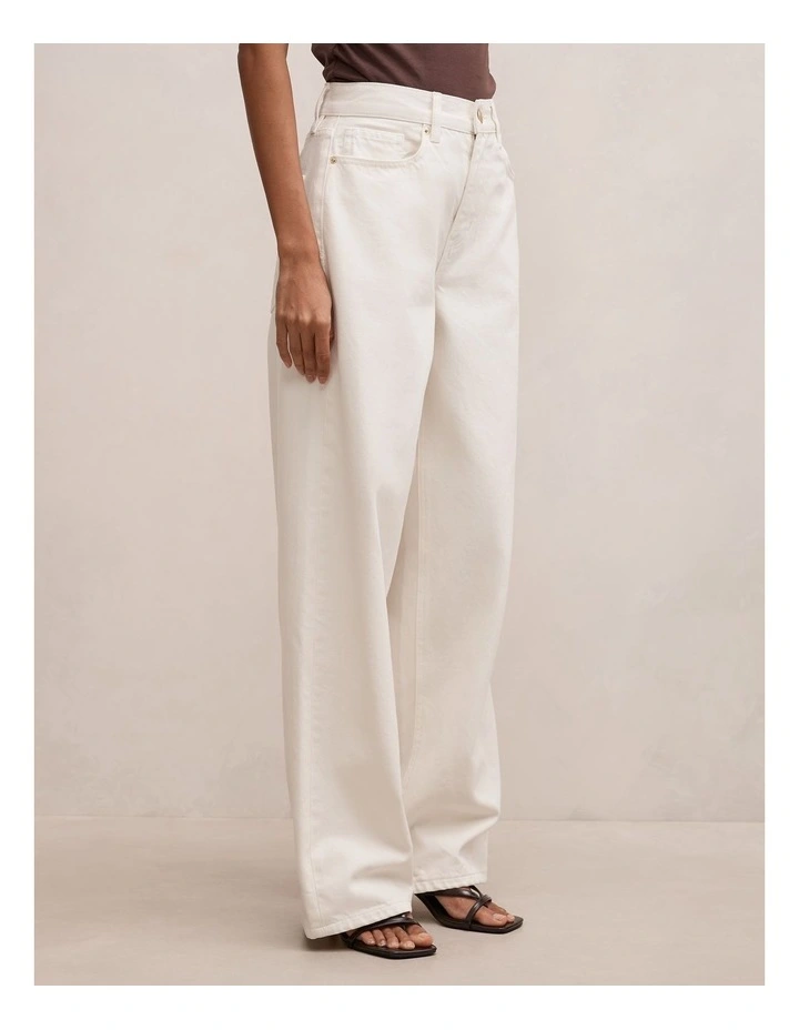 Gia High Rise Wide Leg Jeans in White image 3