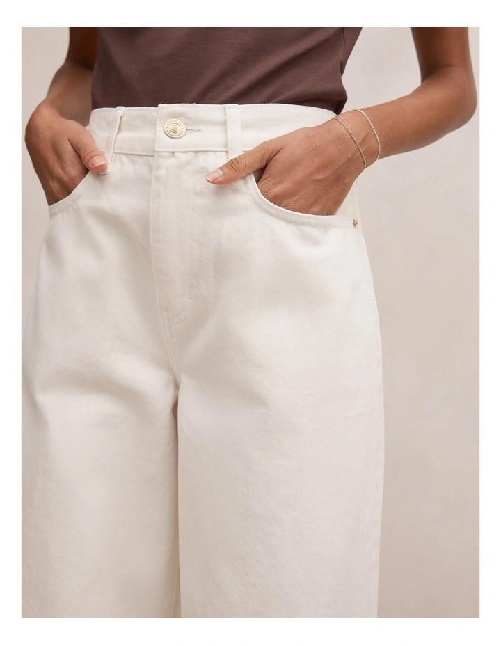 Gia High Rise Wide Leg Jeans in White image 4