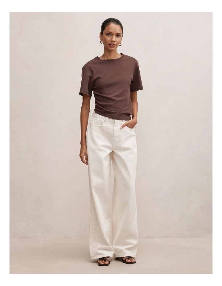 Gia High Rise Wide Leg Jeans in White image 5
