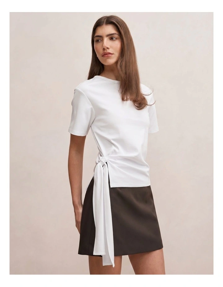 Penelope Tie T-Shirt in White image 3