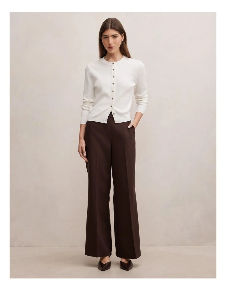 Rylee Crew Neck Cardigan in White image 5