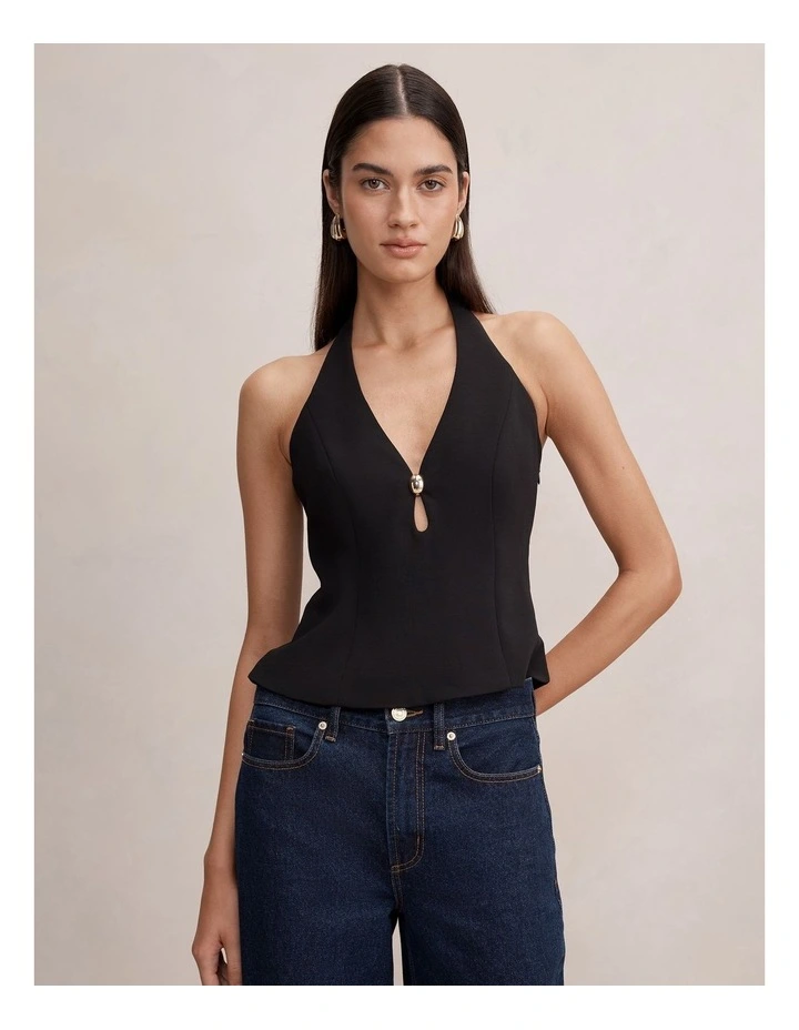 Bria Hardware Keyhole Top in Black image 1