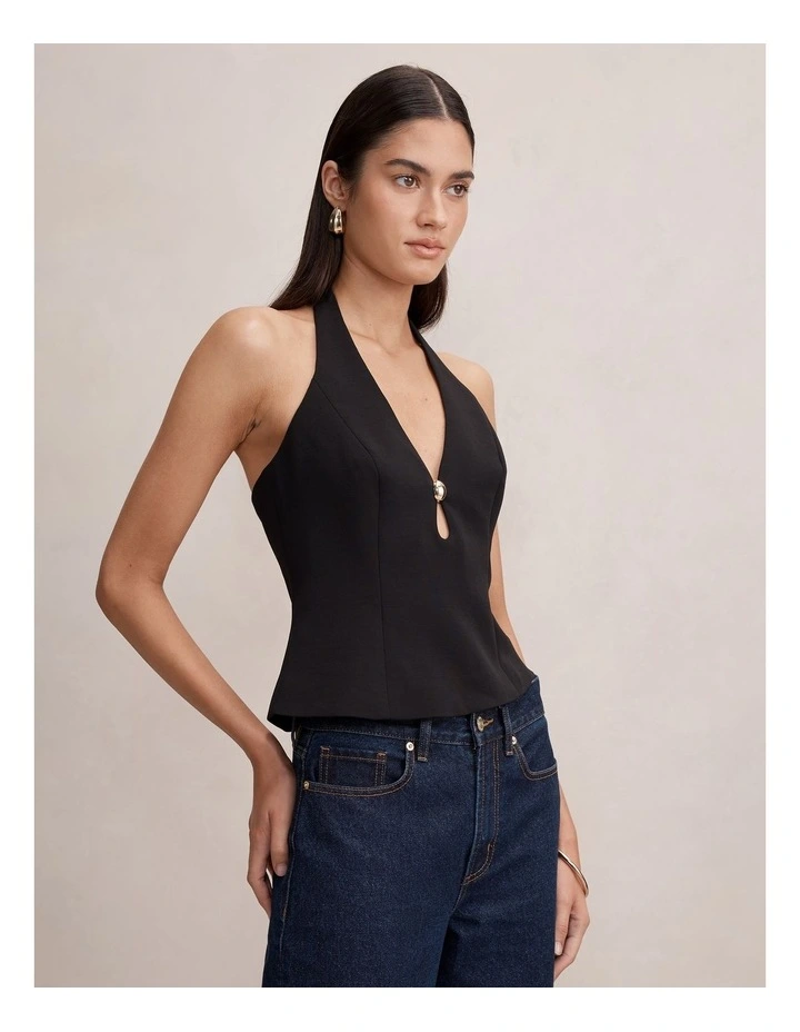 Bria Hardware Keyhole Top in Black image 3