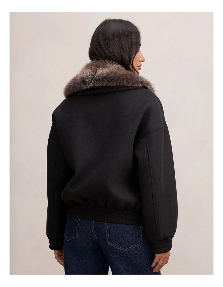 Megan Faux Fur Collared Jacket in Black image 2