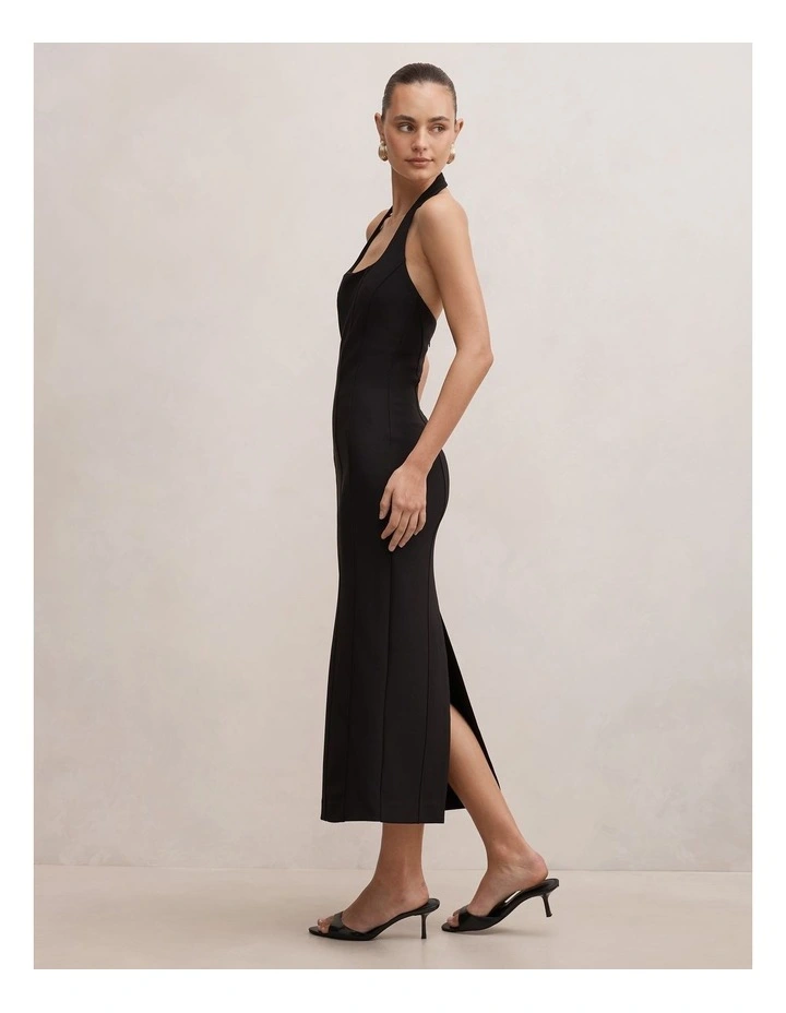 Gina Halter Neck Bodycon Midi Dress in Black image 3
