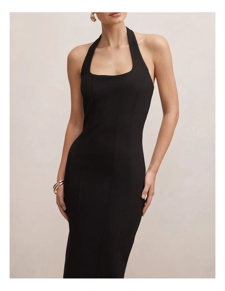 Gina Halter Neck Bodycon Midi Dress in Black image 4