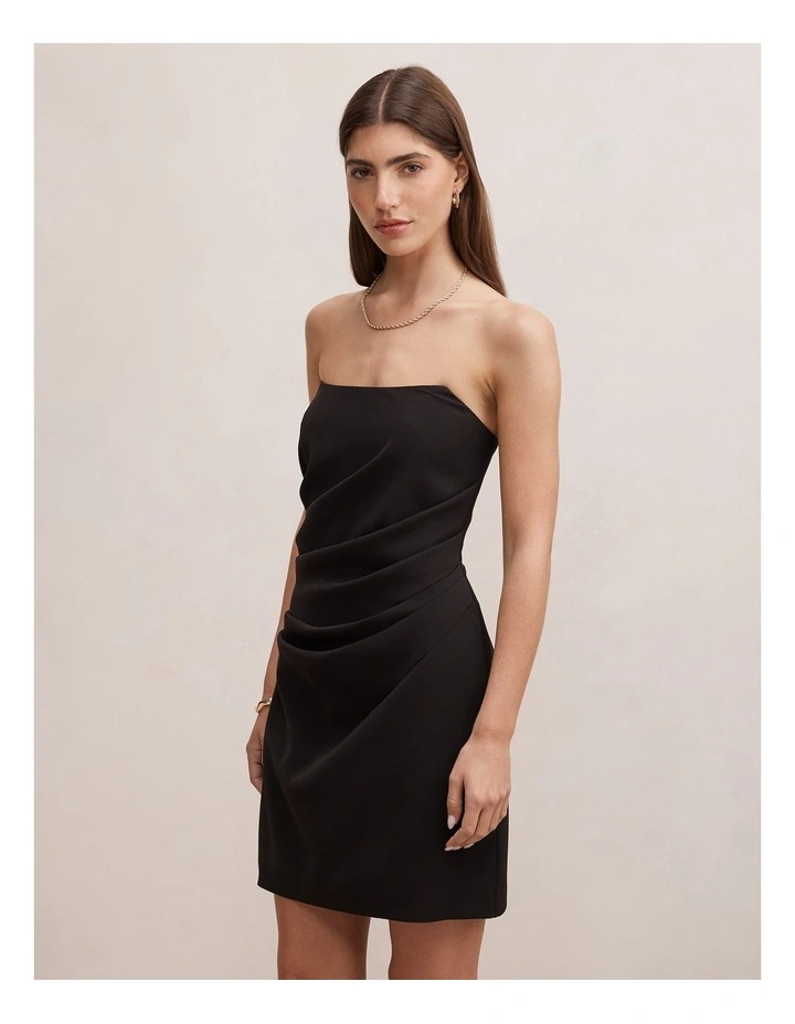 Rumi Draped Mini Dress in Black image 3