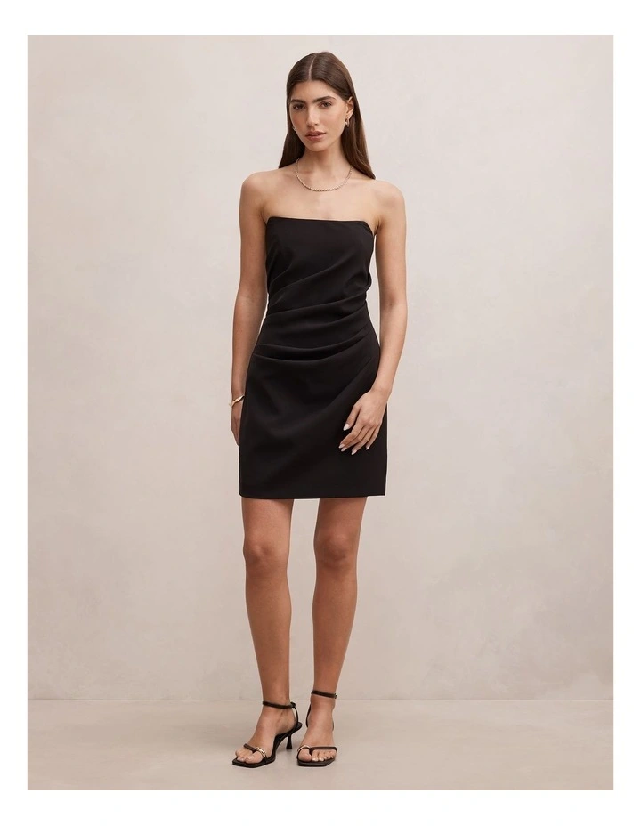 Rumi Draped Mini Dress in Black image 5