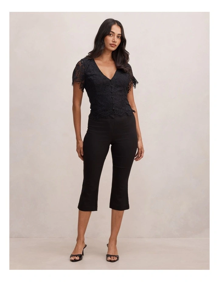Vienna Lace V Neck Top in Black image 5