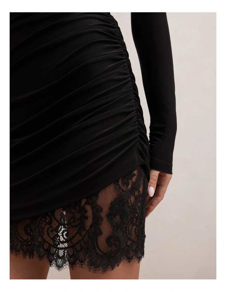 Eloise Long Sleeves Lace Mini Dress in Black image 4