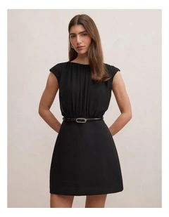 Quinn Gathered Bodice Mini Dress in Black