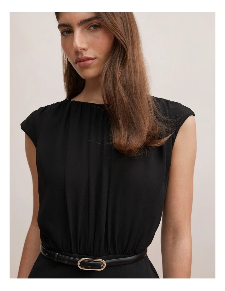 Quinn Gathered Bodice Mini Dress in Black image 4