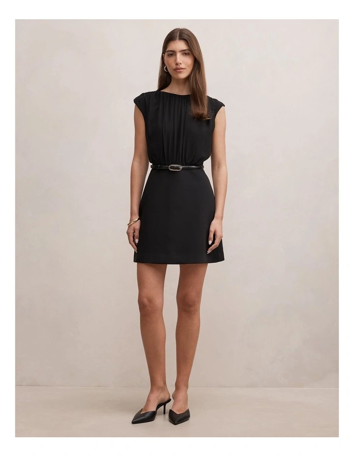 Quinn Gathered Bodice Mini Dress in Black image 5