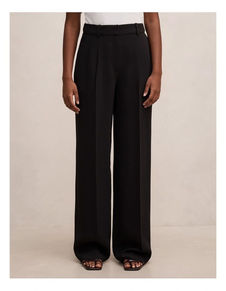 Eva Crepe Wide Leg Pants in Black image 1