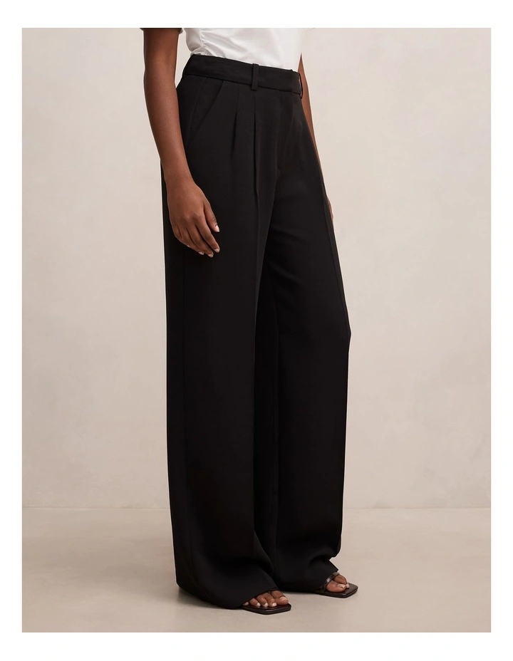 Eva Crepe Wide Leg Pants in Black image 3