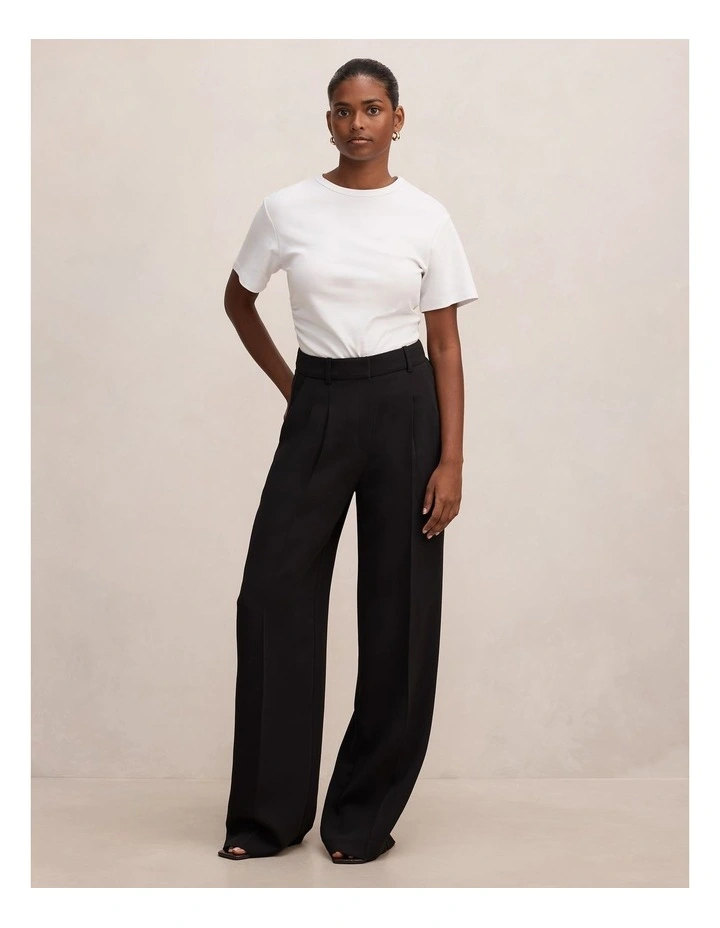 Eva Crepe Wide Leg Pants in Black image 5
