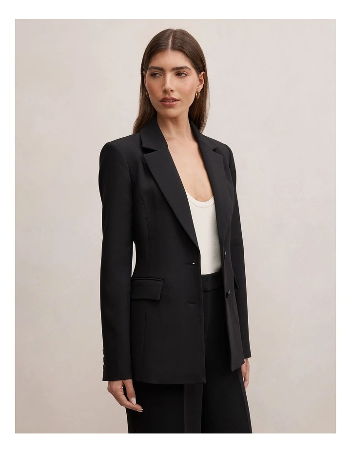 Lee Nipped Waist Blazer in Black image 3