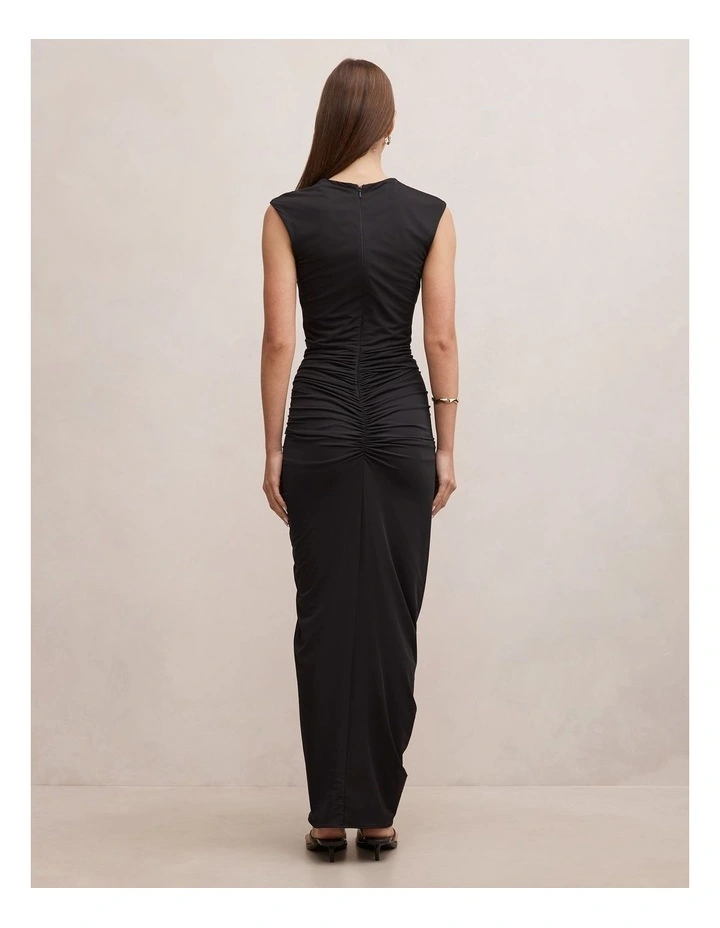 Shara Gathered Bubble Maxi Dress in Black image 2