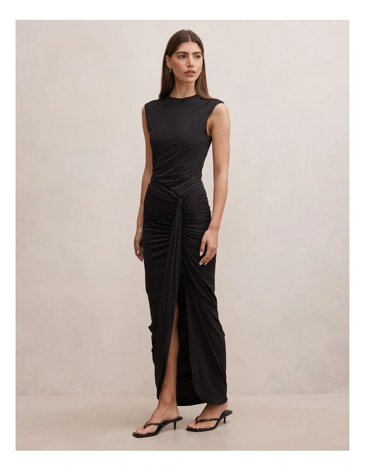 Shara Gathered Bubble Maxi Dress in Black image 3