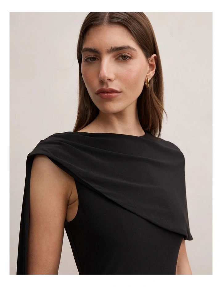 Kosa Cape Scarf Maxi Dress in Black image 4