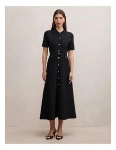 Amy Knitted Midi Dress in Black