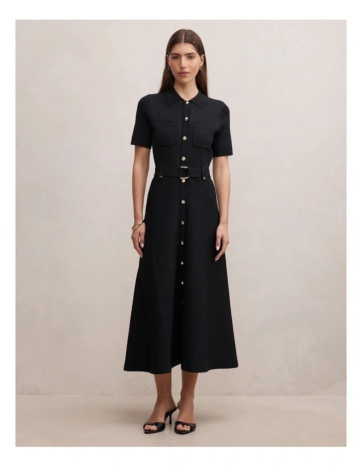 Amy Knitted Midi Dress in Black image 1