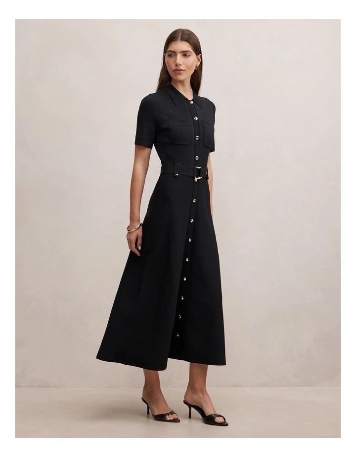 Amy Knitted Midi Dress in Black image 3