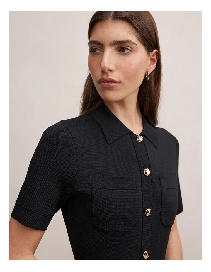 Amy Knitted Midi Dress in Black image 4