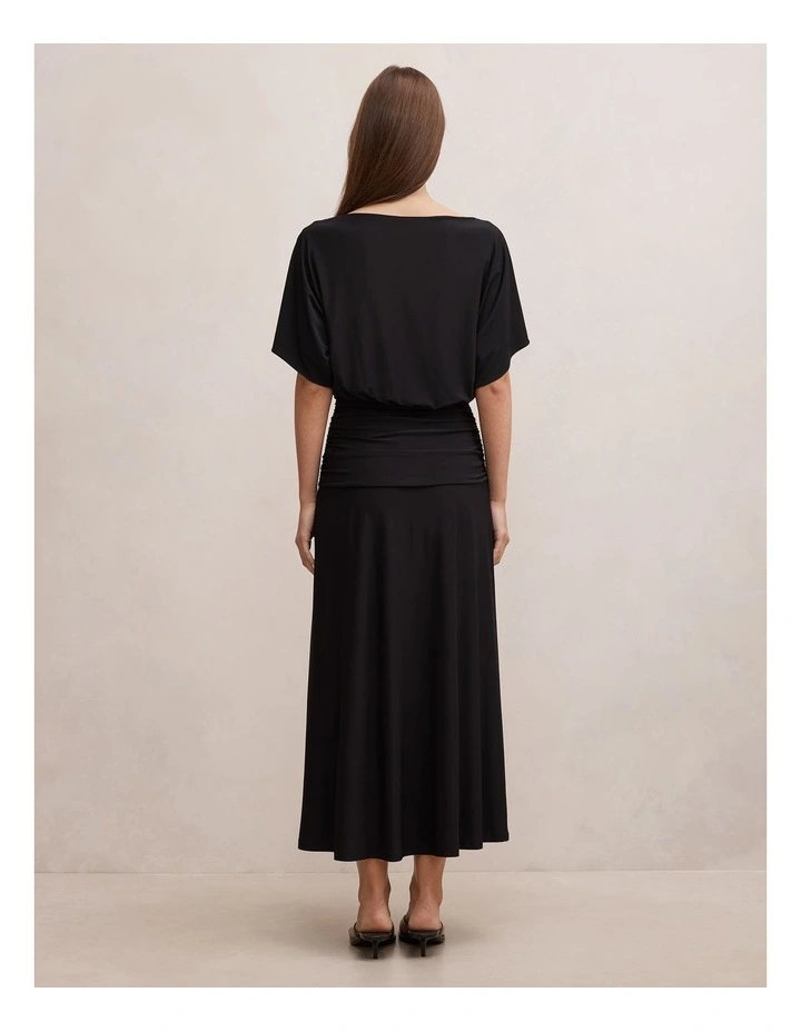 Parker Draped Jersey Midi Dress in Black image 2