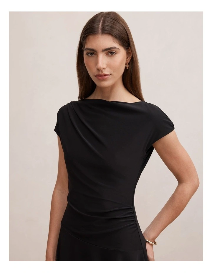 Bea Asymmetric Hem Mini Dress in Black image 4