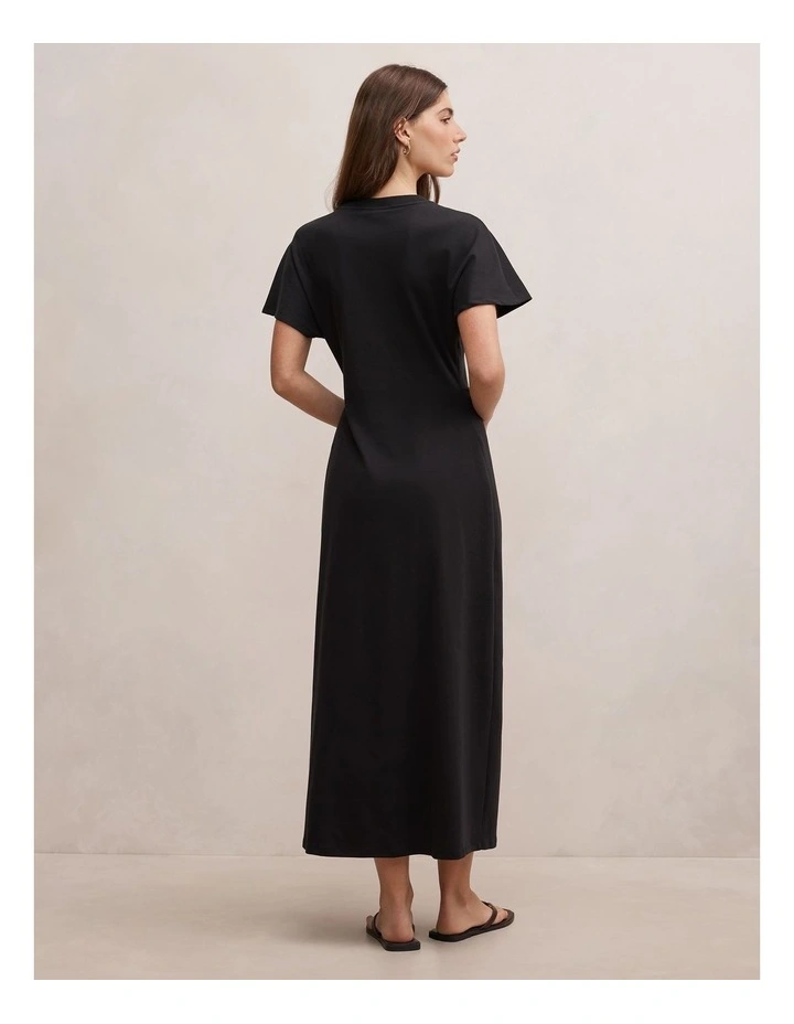 Rose T-shirt Twist Midi Dress in Black image 2