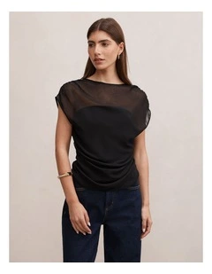 Remy Sheer Mixed Top in Black