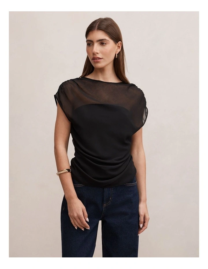 Remy Sheer Mixed Top in Black image 1