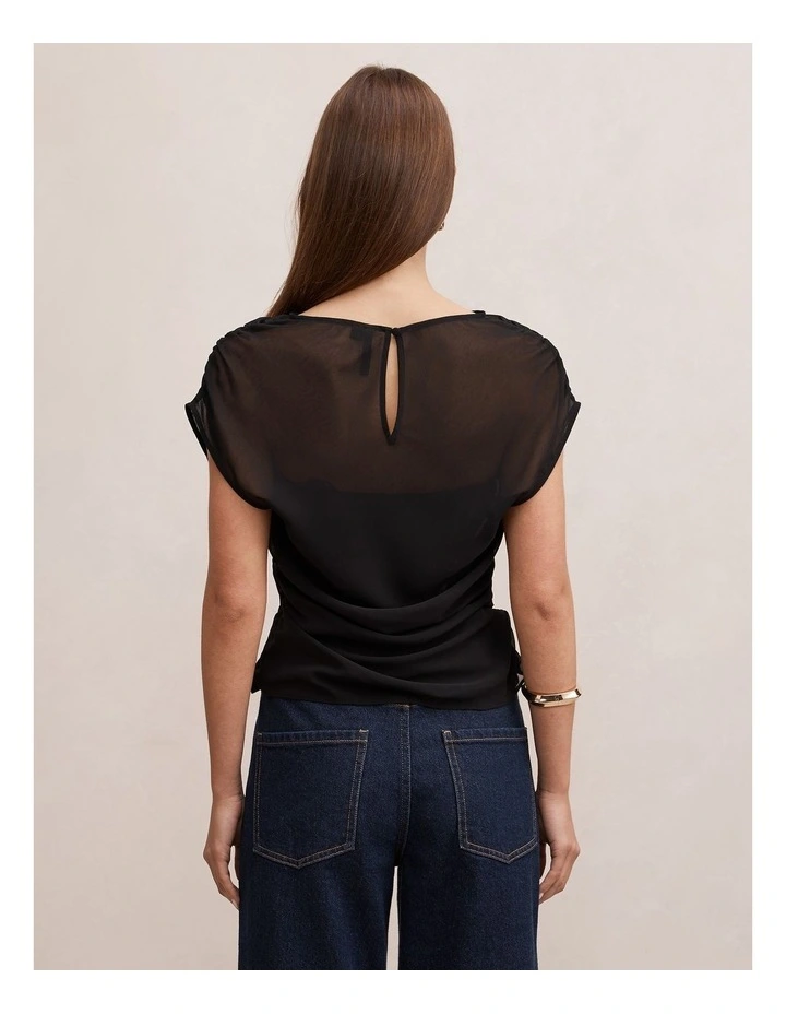 Remy Sheer Mixed Top in Black image 2