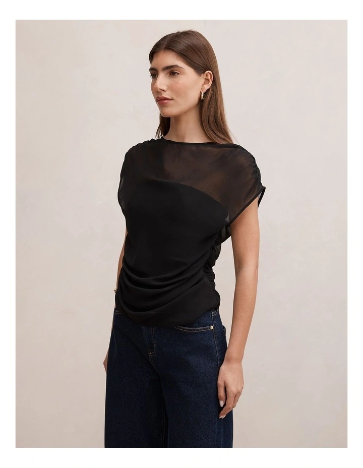 Remy Sheer Mixed Top in Black image 3