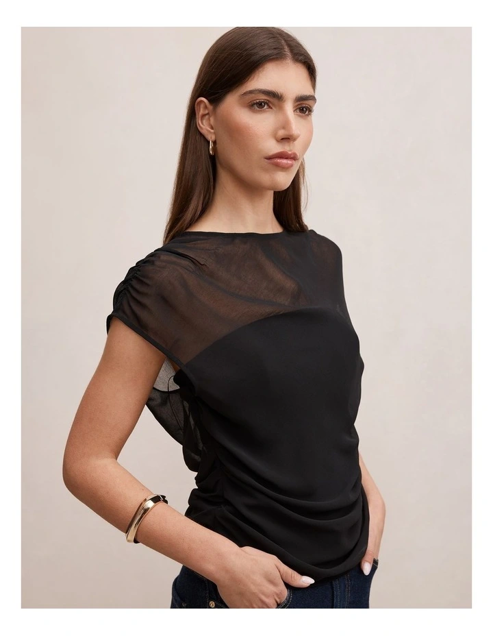 Remy Sheer Mixed Top in Black image 4