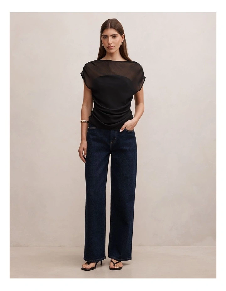 Remy Sheer Mixed Top in Black image 5