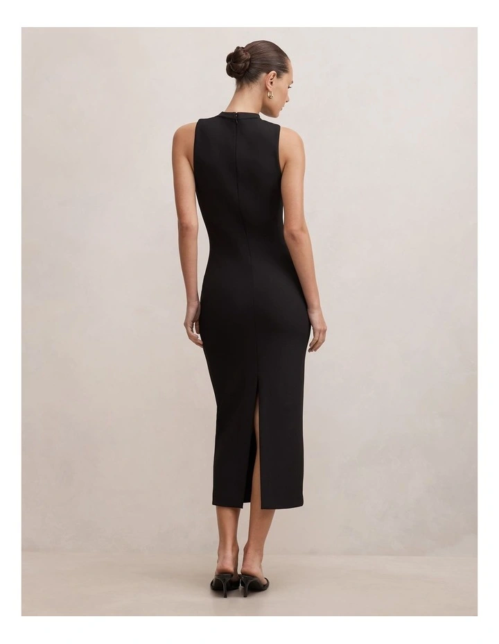 Frankie High Neck Keyhole Bodycon Dress in Black image 2