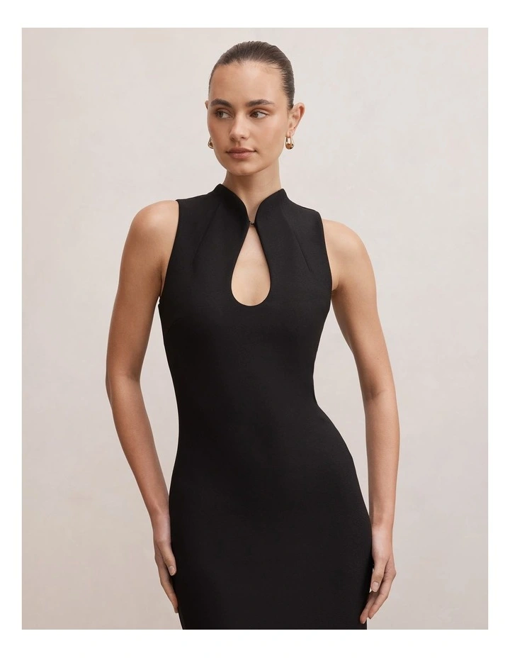 Frankie High Neck Keyhole Bodycon Dress in Black image 4