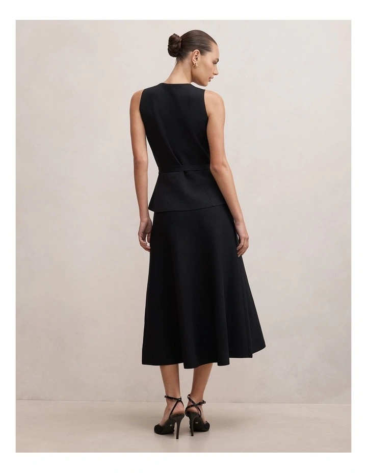 Amelia Layered A-Line Midi Dress in Black image 2
