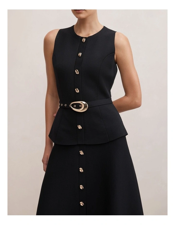 Amelia Layered A-Line Midi Dress in Black image 4